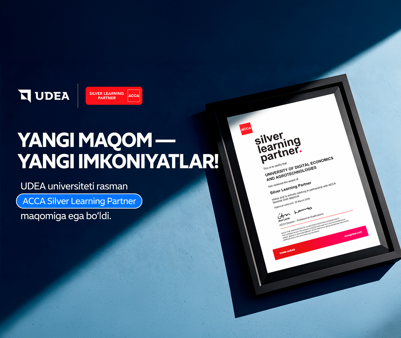 Advancing International Professional Education: UDEA Becomes an ACCA Silver Learning Partner